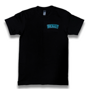 LIVING IN PARADISE TEE BLACK (TEAL PRINT)